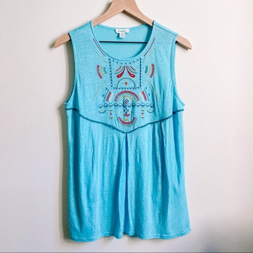Sundance Linen Embroidered Tank